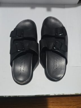 THE FLEXX Black Double-Buckle Slide Sandals